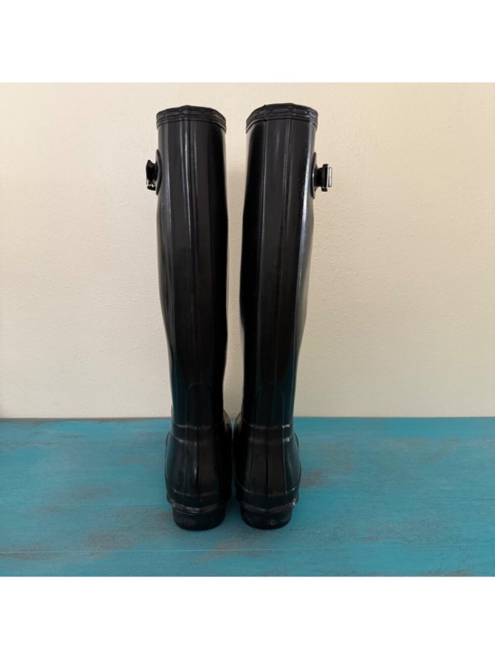 Hunter Women's Original Tall Gloss Rain Boots in Black Size 9 - Picture 5 of 10